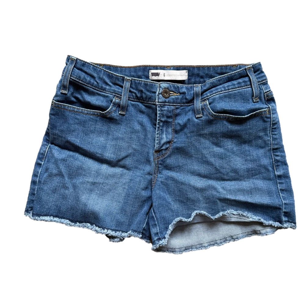 Levi's Dark Blue Jean Shorts High Waist Size 6 28 Summer Streetwear